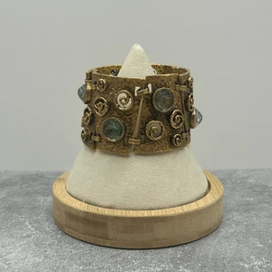 Hobe Vintage Cuff Bracelet Rhinestone Gold Tone Statement Costume Jewelry - Picture 1 of 17