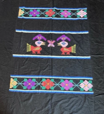 Alpaca Wool Peruvian Inca Blanket Woven Throw Geometric Bird Design 80”x77” - Image 1 of 4