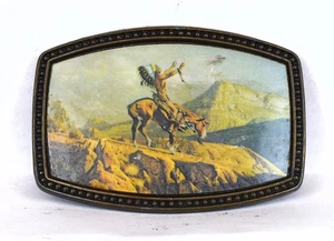 UNBRANDED BERITTENER INDIANERHÄUPTLING LOBT "DIE HIMMELSGÖTTER" GÜRTELSCHNALLE - Bild 1 von 2