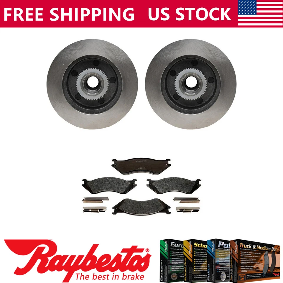 Kit dianteiro rotor de freio e cubo e pastilhas de freio metálicas para 1998 Dodge B1500 - Imagem 1 de 4