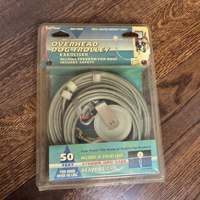 Carrinho de passeio para cães exercitador incls 10' polia chumbo à prova de ferrugem quatro patas 50 pés - Imagem 1 de 4