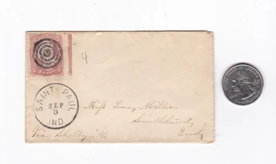 Cubierta 3c Guerra Civil 1863 - Saint Paul IND CDS - Bullseye Cancelar Foto 1 de 4