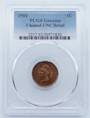 1904 Indian Cent 1C PCGS Genuine Cleaned UNC Detail - U1347 - Image 1 of 4