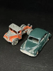 1957 MORRIS MINOR No. 46 & No. 6A QUARRY TRUCK 2 X MATCHBOX LESNEY VINTAGE CARS - Picture 1 of 12