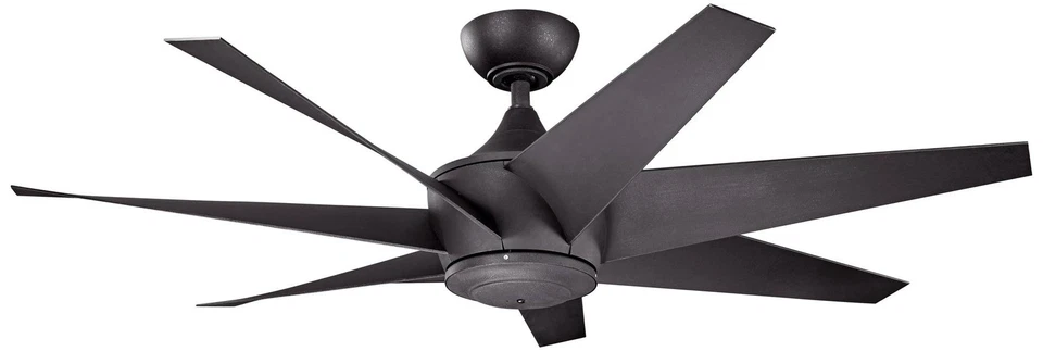 54" Kichler Lehr II Climates Black Outdoor Ceiling Fan with Remote - Image 1 of 1