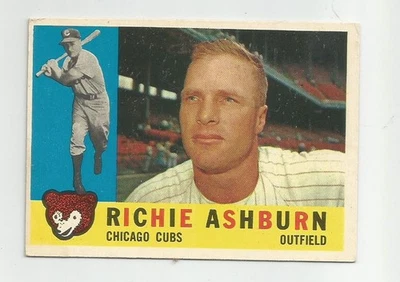 Nice 1960 Topps card of Chicago Cubs HOF OF.  Richie Ashburn #305-Ex - Image 1 of 2