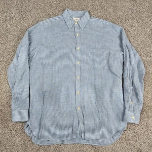 J Crew Shirt Mens Medium Blue Linen Gingham Check OVERSIZED Long Sleeve Oarsman - Picture 1 of 10