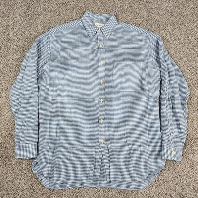 J Crew Shirt Mens Medium Blue Linen Gingham Check OVERSIZED Long Sleeve Oarsman - Image 1 of 4