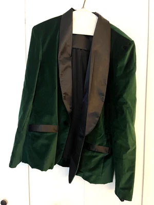 Abrigo deportivo de terciopelo verde hecho a mano para hombre talla M Foto 1 de 4