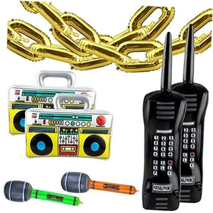 26 Pack Inflatable Radio Boombox Mobile Phone Microphone and Gold Foil Chain - Picture 1 of 8