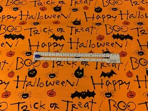 Halloween - Trick or Treat on ORANGE - 100% Cotton Fabric (1 Yard Units) - Picture 1 of 5