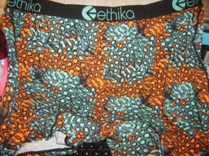 1 PR MEN~ETHIKA~ORANGE/GREEN WILD DESIGN~BUTTON FLY~COTTON KNIT BOXER~NWOT~SZ XL - Picture 1 of 2