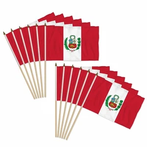 Paquete de 12 banderas de palo de campo portátiles Perú 12x18 pulgadas - Imagen 1 de 2