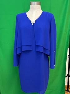 EUC Vtg PATRA PETITE Tiered Royal Blue Dress Sheer Overlay  SIZE 8 1 piece Jewel - Picture 1 of 8