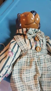 MUÑECA OSO PAN DE AZÚCAR 13.5"" MUY RARO ÚNICO PATAS FACIALES DE PLÁSTICO TRAJE DE COLECCIÓN - Imagen 1 de 9