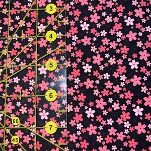 Custom Kawaii Black Floral Stretch Fabric - 1 Yard X 56 Wide - Picture 1 of 2