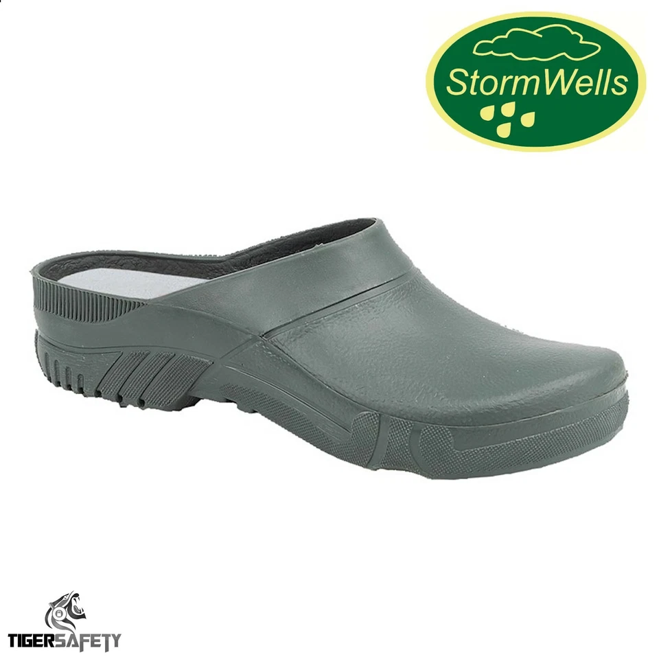 Stormwells U222 Green Unisex Comfy Garden Clogs PVC Gardening Shoes Welly shoes - Image 1 of 1