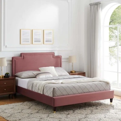 Cama King Modway Liva Performance Velvet em Dusty Rose - Imagem 1 de 4