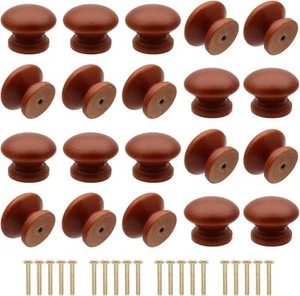 20Pcs Wood Dresser Knobs, Brown Shape Wooden Furniture Cabinet Knobs Single H... - Picture 1 of 3