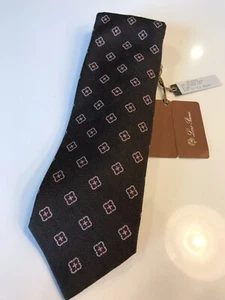 Loro Piana Brown Cashmere and Silk Pattens Tie Made in Italy - Picture 1 of 5