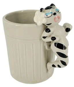 Cat Takahashi Tiger Seductive Female Alley Cat Mug Trash Can Hand Painted VTG - Picture 1 of 9