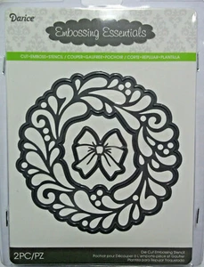 2 Pcs  Wreath with Bow   Darice Embossing Essentials Cut, Emboss, Stencil  NIP - Picture 1 of 4