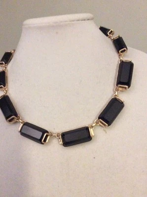 Kenneth Cole Gold Tone Black  Stone Necklace $95 # KC13 - Изображение 1 из 3