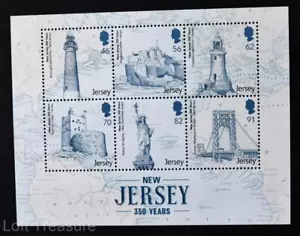Estampillas de Jersey: "Nueva Jersey - 350 aniversario" MNH 6 valor hoja de recuerdo 2014 - Imagen 1 de 1