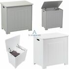 Wooden Laundry Basket Box with Lid Clothes Basket Bin Bathroom Storage Cabinet