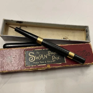 Antique Boxed Swan Mabie Todd 1500 Eyedropper Pen With 14ct Gold Nib. - Picture 1 of 9