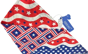 Two Reversible Patriotic Red White Blue Dog Bandanas LARGE Tie On 4 Designs NEW - Picture 1 of 7