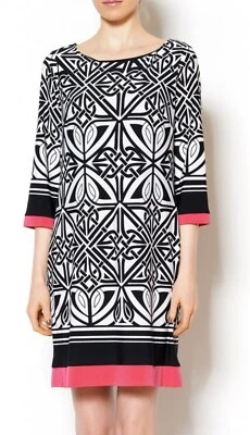 Donna Ricco Shift Dress Sz 6 Career Office Professional Mature 3/4 Sleeve Sheath - Image 1 of 4