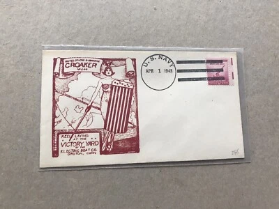 US WWII Naval Cover +US Submarine #246 +USS Croaker +Keel Laid Cachet +04/01/43 - Image 1 of 2