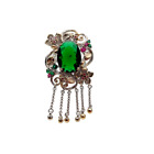 Oval Green Crystal Cz Pave Tassel Finger Rings Adjustable Classic Party Ring