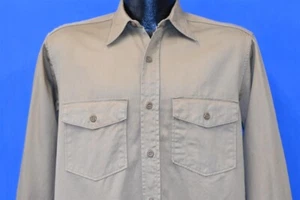 De colección años 50 DICKIES RED TAG ROPA DE TRABAJO PARA HOMBRE CON BOTONES BEIGE BRONCEADO SÓLIDO CAMISA DE TRABAJO L - Imagen 1 de 3