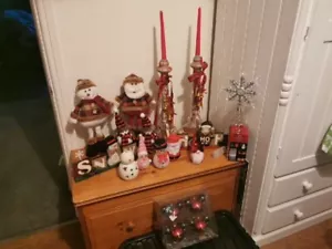 GROSSES KONVOLUT TRADITIONELLE WEIHNACHTSDEKO ROT NORDISCH SCANDI GLAS HOLZ - Bild 1 von 9