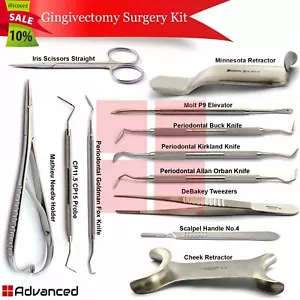 Periodontal Gingivectomy Surgery Kit Gum Graft Knives Mouth Retractor Elevators - Picture 1 of 11