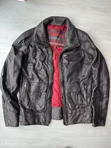 SUPERDRY TARPIT bomber LEATHER JACKET biker Dark Grey MOTORCYCLE Size XL - Picture 1 of 10