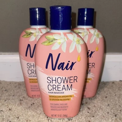 LOT OF 3 - Nair Shower Cream Hair Remover Moroccan Argan Oil (13oz) - NEW - Image 1 of 3