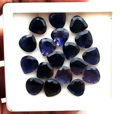 Natural Iolite Heart Faceted Loose Gemstone Lot 6 Pcs 10 MM 15 CT - Image 1 of 4