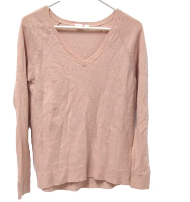 Gap Womens Sweater S Fine Merino Wool Textured Pale Pink V-Neck Pullover Knit - Image 1 of 4