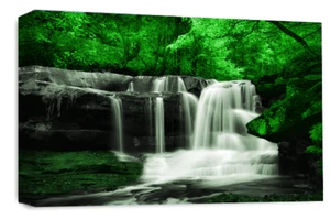 Large Waterfall Canvas Print Wall Art Green Grey White Landscape Panel - Picture 1 of 6