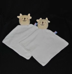 Lot 2 peluche doudou cerf élan renne beige SUCRE D'ORGE plat blanc TTBE  - Picture 1 of 1