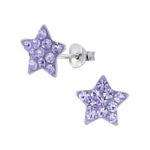 Star Stud Earrings - Violet - 925 Sterling Silver - Picture 1 of 1