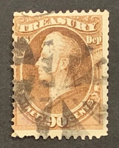 Travelstamps: US Stamps Scott #O82 90c War Department Used Fancy Cancel SIGNED - Picture 1 of 5