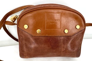 VTG Nina Ricci Paris Cognac Brown Leather Messenger Crossbody Bag Handbag Purse - Picture 1 of 18