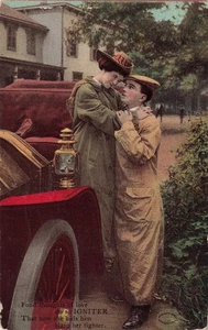 AUTO SERIES POSTCARD THOUGHTS OF LOVE IGNITER BIDS HIM HOLD TIGHTER 1909 111325 - Picture 1 of 2