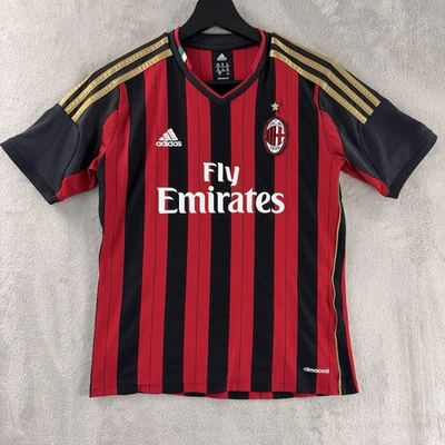 Adidas Soccer Jersey Youth Size Medium Red Black AC Milan ClimaCool - Image 1 of 4