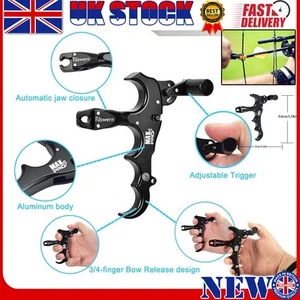 Compound Bow Release Aids 4 Finger Thumb Trigger Caliper Archery Hunting Grip UK - Picture 1 of 19