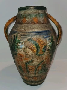 Antique Hand Thrown Pottery Jug Vase Mediterranean Or Renaissance Style Primitve - Picture 1 of 21